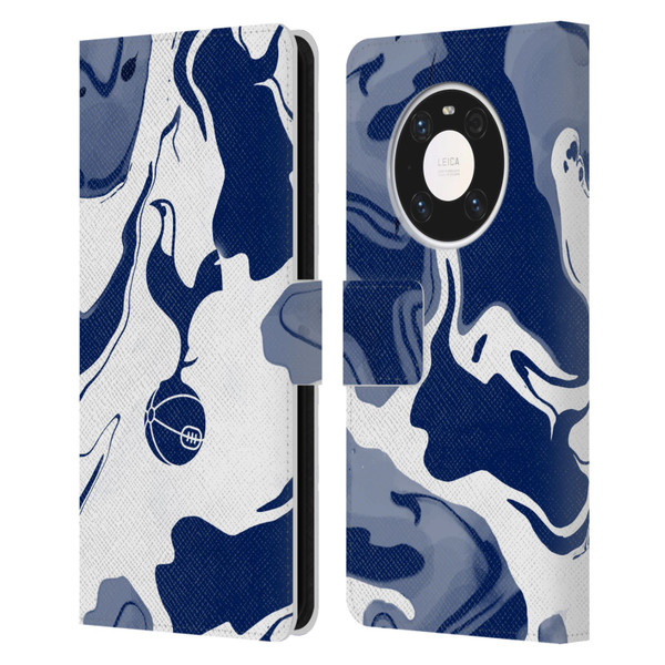 Tottenham Hotspur F.C. Badge Blue And White Marble Leather Book Wallet Case Cover For Huawei Mate 40 Pro 5G