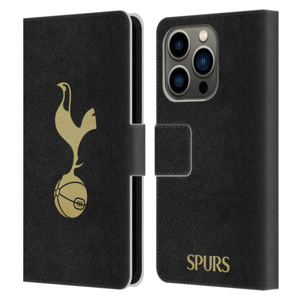 Tottenham Hotspur F.C. Badge Black And Gold Leather Book Wallet Case Cover For Apple iPhone 14 Pro