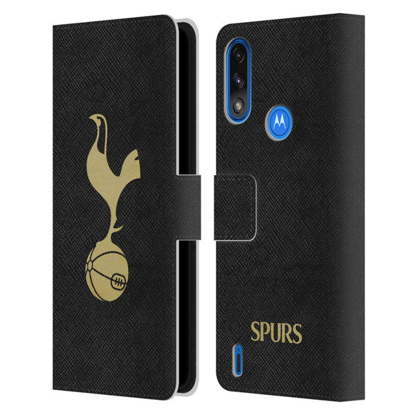 Tottenham Hotspur F.C. Badge Black And Gold Leather Book Wallet Case Cover For Motorola Moto E7 Power / Moto E7i Power