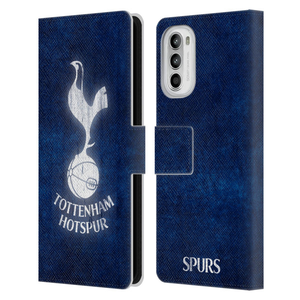 Tottenham Hotspur F.C. Badge Distressed Leather Book Wallet Case Cover For Motorola Moto G52
