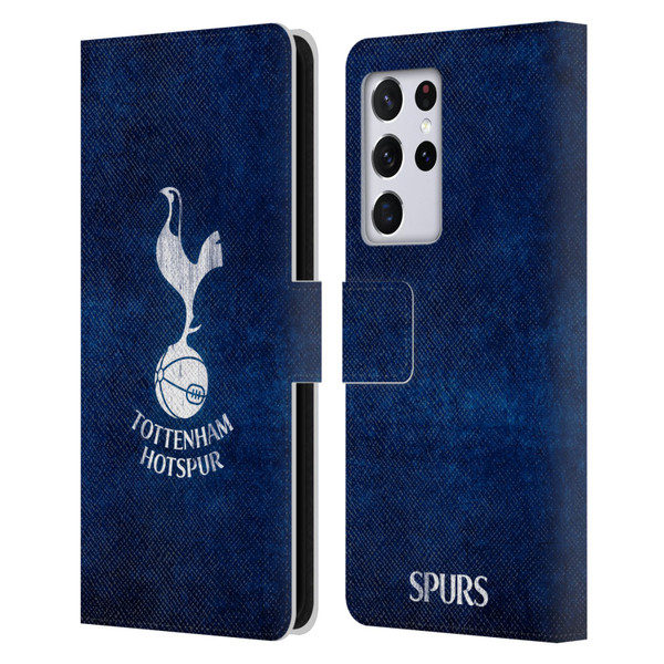 Tottenham Hotspur F.C. Badge Distressed Leather Book Wallet Case Cover For Samsung Galaxy S21 Ultra 5G