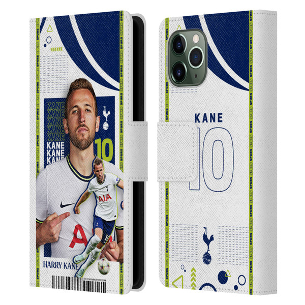 Tottenham Hotspur F.C. 2022/23 First Team Harry Kane Leather Book Wallet Case Cover For Apple iPhone 11 Pro