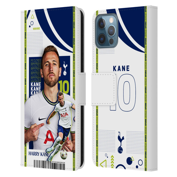 Tottenham Hotspur F.C. 2022/23 First Team Harry Kane Leather Book Wallet Case Cover For Apple iPhone 12 / iPhone 12 Pro