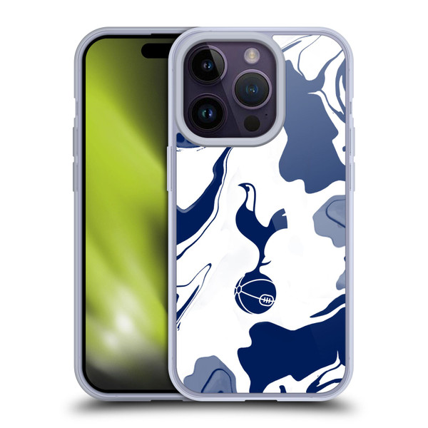 Tottenham Hotspur F.C. Badge Blue And White Marble Soft Gel Case for Apple iPhone 14 Pro