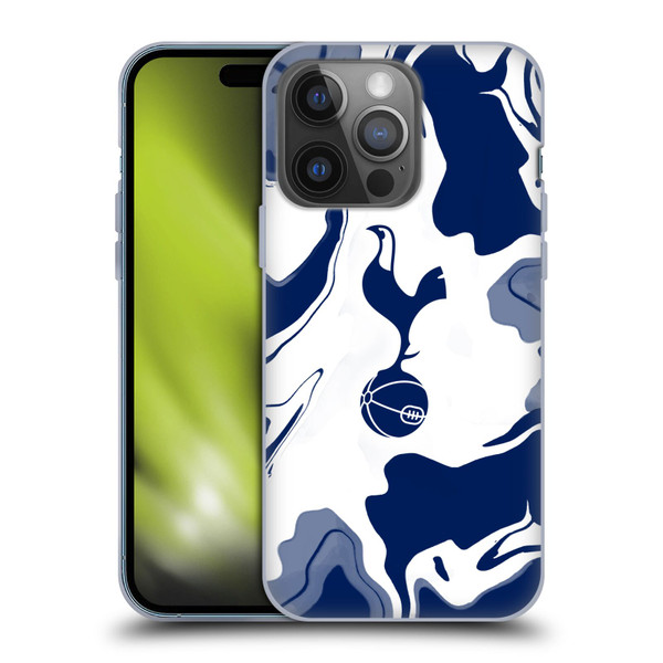 Tottenham Hotspur F.C. Badge Blue And White Marble Soft Gel Case for Apple iPhone 14 Pro