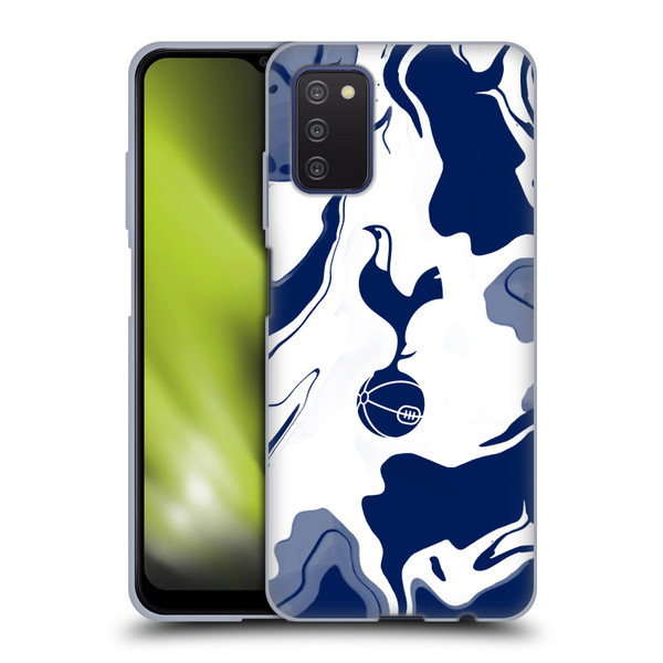Tottenham Hotspur F.C. Badge Blue And White Marble Soft Gel Case for Samsung Galaxy A03s (2021)