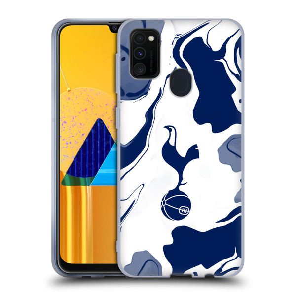 Tottenham Hotspur F.C. Badge Blue And White Marble Soft Gel Case for Samsung Galaxy M30s (2019)/M21 (2020)