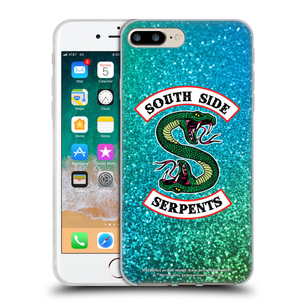 Riverdale South Side Serpents Glitter Print Logo Soft Gel Case for Apple iPhone 7 Plus / iPhone 8 Plus