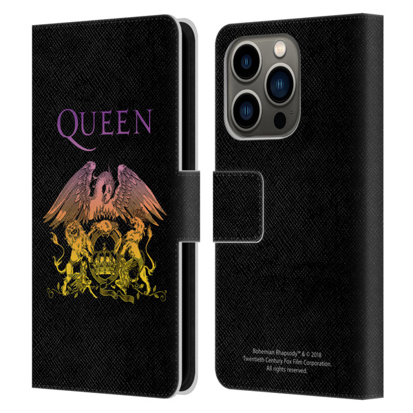 Queen Bohemian Rhapsody Logo Crest Leather Book Wallet Case Cover For Apple iPhone 14 Pro