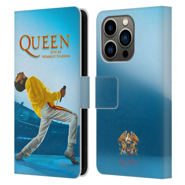 Queen Key Art Freddie Mercury Live At Wembley Leather Book Wallet Case Cover For Apple iPhone 14 Pro