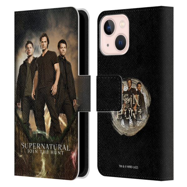 Supernatural Key Art Sam, Dean & Castiel 2 Leather Book Wallet Case Cover For Apple iPhone 13 Mini