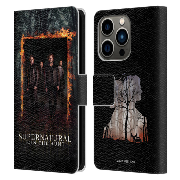 Supernatural Key Art Sam, Dean, Castiel & Crowley Leather Book Wallet Case Cover For Apple iPhone 14 Pro