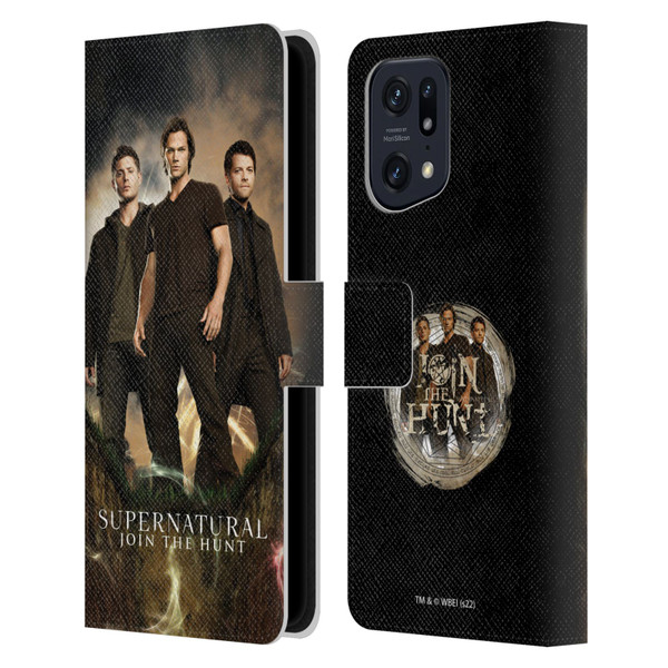Supernatural Key Art Sam, Dean & Castiel 2 Leather Book Wallet Case Cover For OPPO Find X5