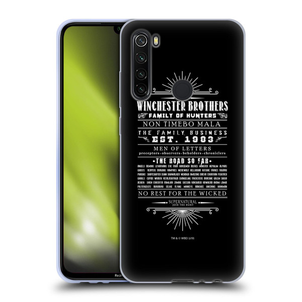 Supernatural Vectors Winchester Brothers Soft Gel Case for Xiaomi Redmi Note 8T
