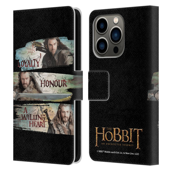 The Hobbit An Unexpected Journey Key Art Loyalty And Honour Leather Book Wallet Case Cover For Apple iPhone 14 Pro