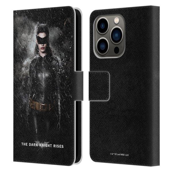 The Dark Knight Rises Key Art Catwoman Rain Poster Leather Book Wallet Case Cover For Apple iPhone 14 Pro