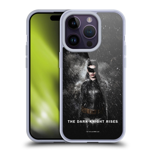 The Dark Knight Rises Key Art Catwoman Rain Poster Soft Gel Case for Apple iPhone 14 Pro