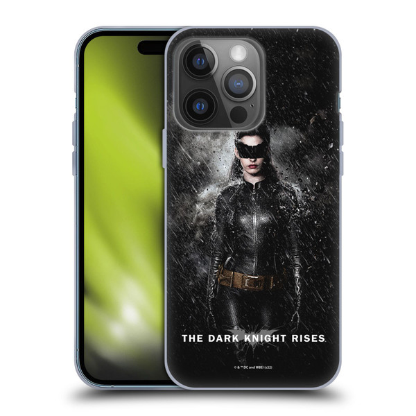 The Dark Knight Rises Key Art Catwoman Rain Poster Soft Gel Case for Apple iPhone 14 Pro