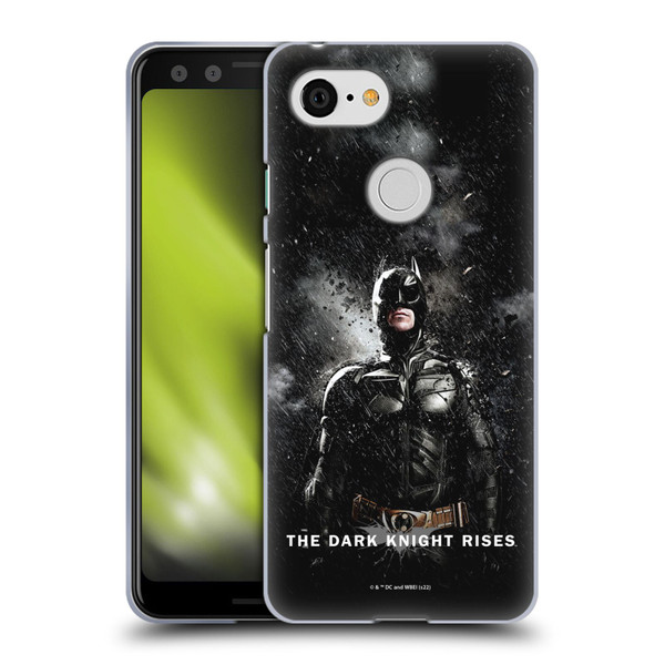 The Dark Knight Rises Key Art Batman Rain Poster Soft Gel Case for Google Pixel 3