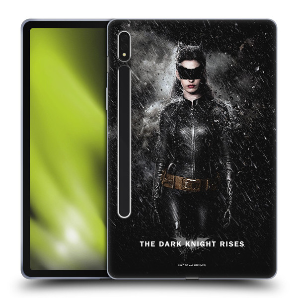 The Dark Knight Rises Key Art Catwoman Rain Poster Soft Gel Case for Samsung Galaxy Tab S8