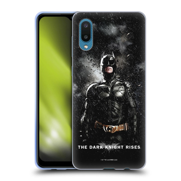 The Dark Knight Rises Key Art Batman Rain Poster Soft Gel Case for Samsung Galaxy A02/M02 (2021)