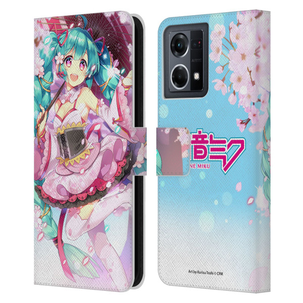 Hatsune Miku Graphics Sakura Leather Book Wallet Case Cover For OPPO Reno8 4G