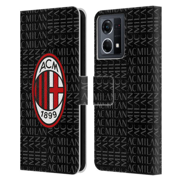 AC Milan Crest Patterns Red And Grey Leather Book Wallet Case Cover For OPPO Reno8 4G