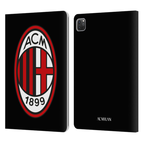 AC Milan Crest Full Colour Black Leather Book Wallet Case Cover For Apple iPad Pro 11 2020 / 2021 / 2022