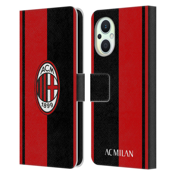AC Milan Crest Red And Black Leather Book Wallet Case Cover For OPPO Reno8 Lite