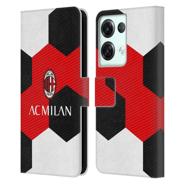 AC Milan Crest Ball Leather Book Wallet Case Cover For OPPO Reno8 Pro