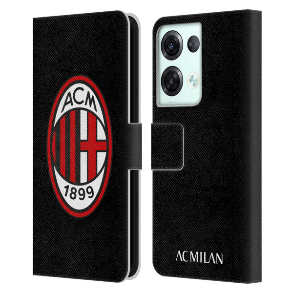 AC Milan Crest Full Colour Black Leather Book Wallet Case Cover For OPPO Reno8 Pro