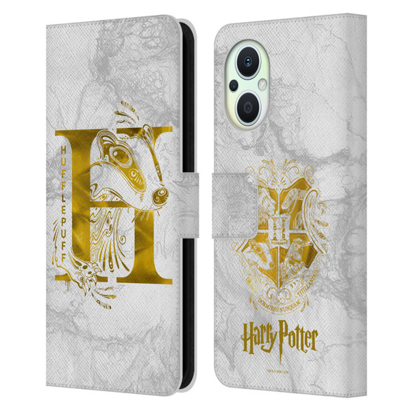 Harry Potter Deathly Hallows IX Hufflepuff Aguamenti Leather Book Wallet Case Cover For OPPO Reno8 Lite