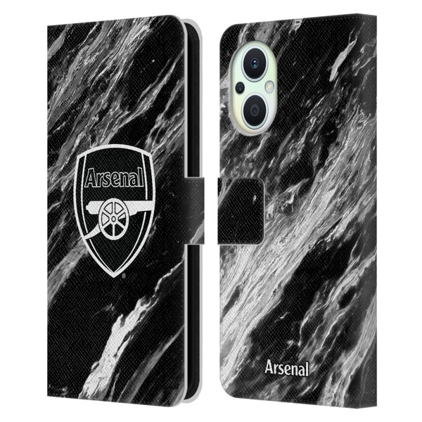 Arsenal FC Crest Patterns Marble Leather Book Wallet Case Cover For OPPO Reno8 Lite