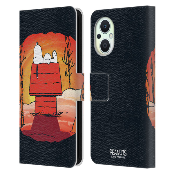 Peanuts Spooktacular Snoopy Leather Book Wallet Case Cover For OPPO Reno8 Lite