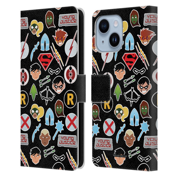 Young Justice Graphics Icons Leather Book Wallet Case Cover For Apple iPhone 14 Plus