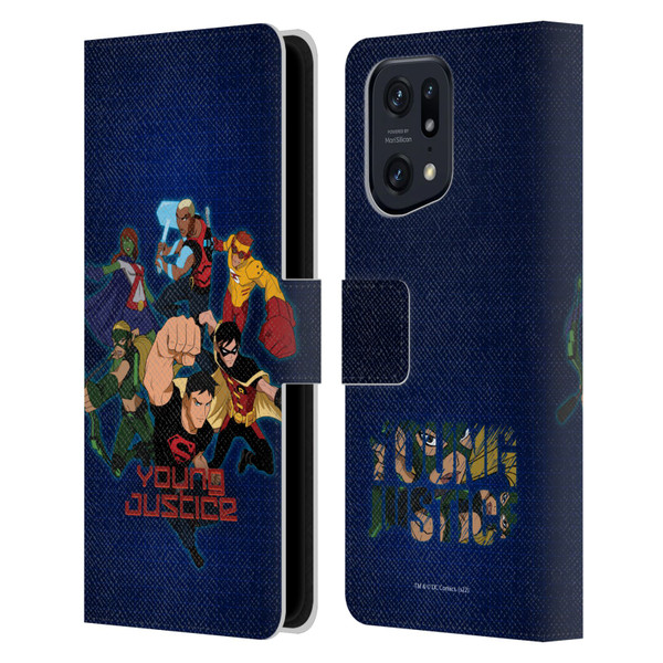 Young Justice Graphics Group Leather Book Wallet Case Cover For OPPO Find X5 Pro