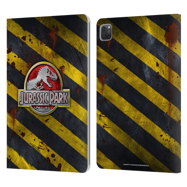 Jurassic Park Logo Distressed Look Crosswalk Leather Book Wallet Case Cover For Apple iPad Pro 11 2020 / 2021 / 2022