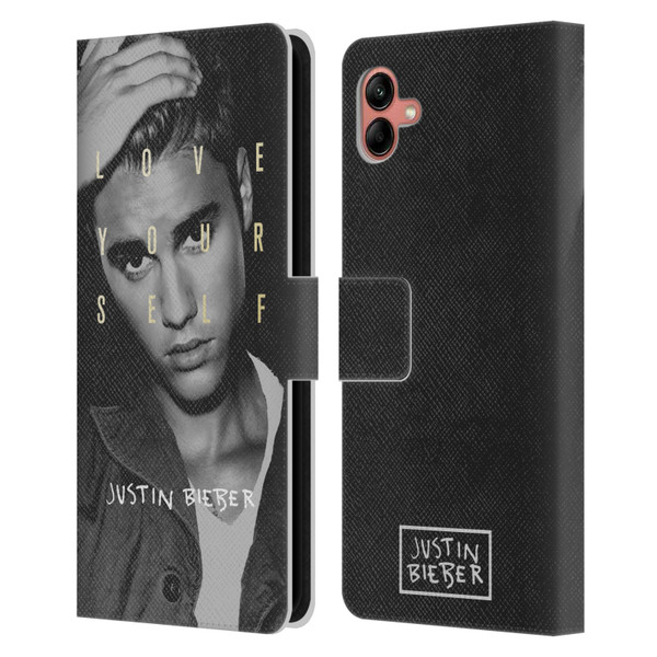 Justin Bieber Purpose B&w Love Yourself Leather Book Wallet Case Cover For Samsung Galaxy A04 (2022)