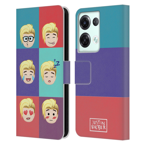 Justin Bieber Justmojis Cute Faces Leather Book Wallet Case Cover For OPPO Reno8 Pro