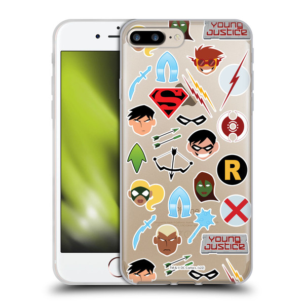Young Justice Graphics Icons Soft Gel Case for Apple iPhone 7 Plus / iPhone 8 Plus