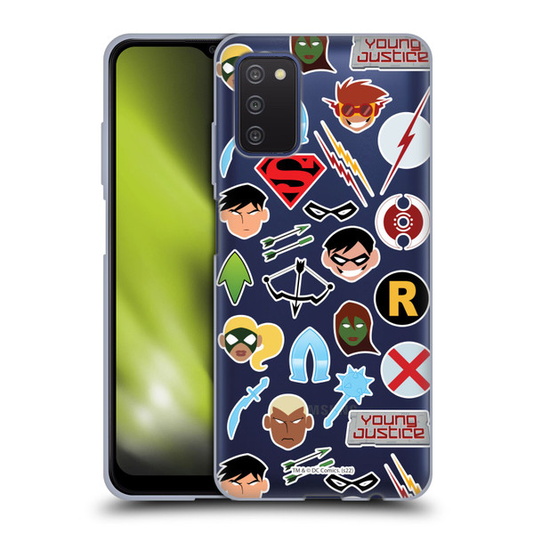 Young Justice Graphics Icons Soft Gel Case for Samsung Galaxy A03s (2021)