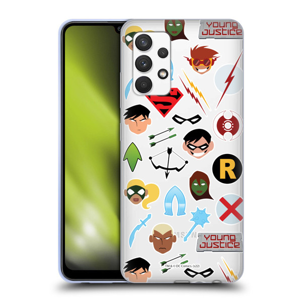 Young Justice Graphics Icons Soft Gel Case for Samsung Galaxy A32 (2021)
