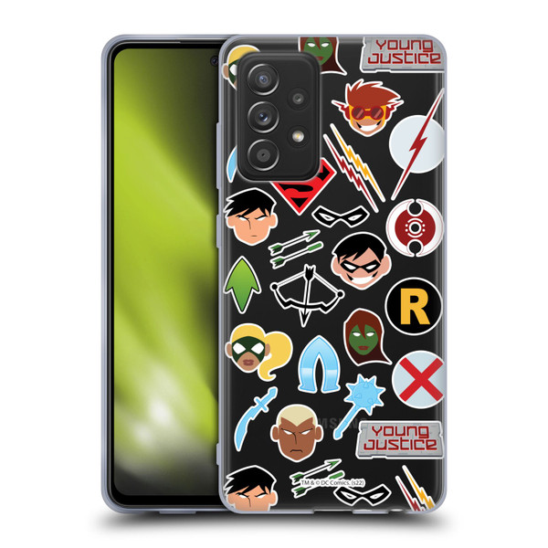 Young Justice Graphics Icons Soft Gel Case for Samsung Galaxy A52 / A52s / 5G (2021)