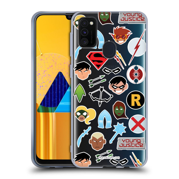 Young Justice Graphics Icons Soft Gel Case for Samsung Galaxy M30s (2019)/M21 (2020)