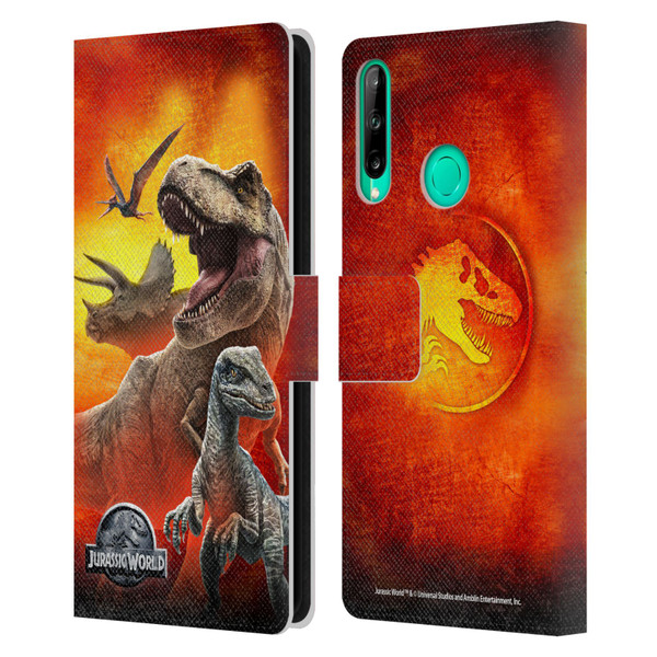 Jurassic World Key Art Dinosaurs Leather Book Wallet Case Cover For Huawei P40 lite E