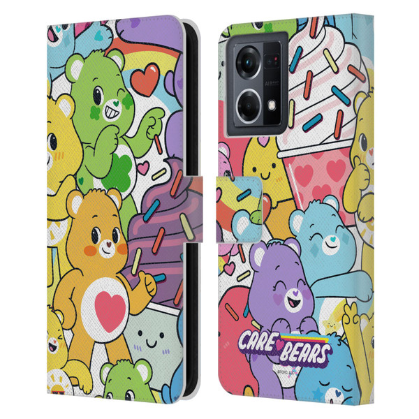 Care Bears Sweet And Savory Character Pattern Leather Book Wallet Case Cover For OPPO Reno8 4G