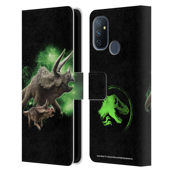 Jurassic World Key Art Triceratops Leather Book Wallet Case Cover For OnePlus Nord N100