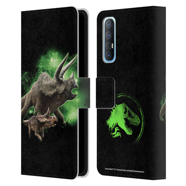 Jurassic World Key Art Triceratops Leather Book Wallet Case Cover For OPPO Find X2 Neo 5G
