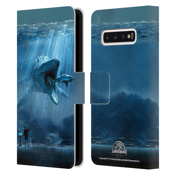 Jurassic World Key Art Mosasaurus Leather Book Wallet Case Cover For Samsung Galaxy S10