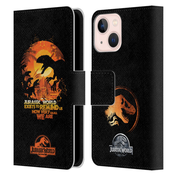 Jurassic World Vector Art Raptors Silhouette Leather Book Wallet Case Cover For Apple iPhone 13 Mini
